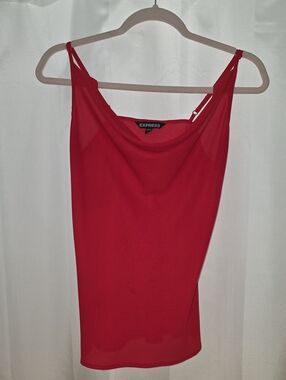 Express Red Draped Cowl Neck Tank